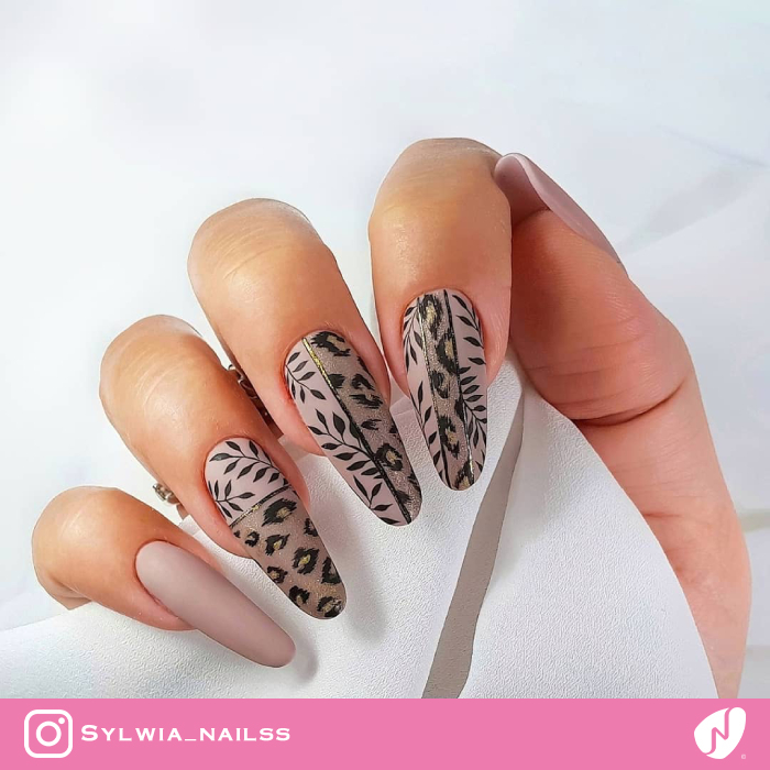 Half Leopard Half Leaf Nails